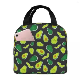 Dinware Avocado Black Lunch Bag geïsoleerd met compartimenten herbruikbare draaggreep draagbaar voor kinderpicknickschool