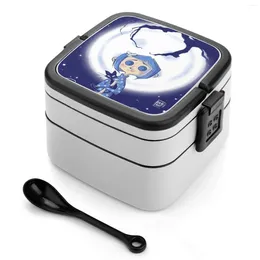 Sinwerk wees voorzichtig met wat u wenst.Bento Box Portable Lunch Tarwe Straw Stor opslagcontainer Coraline Creepy Horror Cartoon
