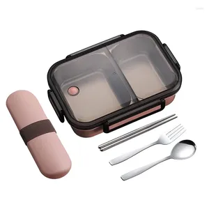Servies Bento Box 2 compartimenten roestvrijstalen lunch met draagbare keukengereiset Portiecontrolecontainer