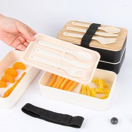 Boîte à Bento pour micro-ondes, vaisselle Portable anti-fuite avec vaisselle, Style japonais pour étudiant
