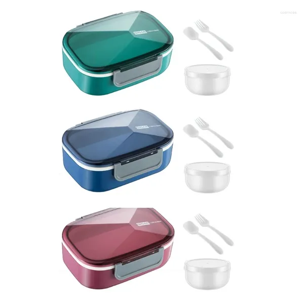 Boîte à la vaisselle Bento Boîte empilable Lanch à lutte à l'épreuve avec cuillère et sauce Soup Tasse micro-ondes en toute sécurité pour les enfants dropship