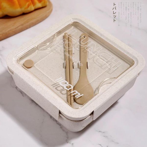 Boîte à lunch à la vaisselle Bento pour enfants Microwave Sélectricité Réutilisable Dinner Réutilisable avec des baguettes et un ensemble d'ustensiles de cuillère