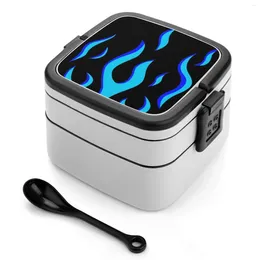 Servies Blue Flame Bento Box School Kids Lunch Rechthoekige lekvrije container Fire Case Icy Flames