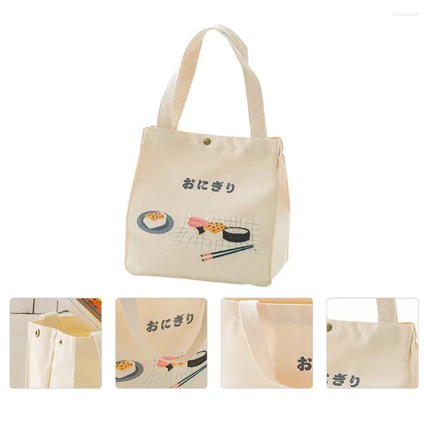 Vaisselle toile sac à déjeuner sacs isolés japonais thermique carré Bento boîte porte-collation pour boulangerie cadeau (Beige)
