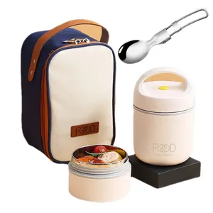 Vaisselle enfants plus chaud Bento boîte à déjeuner tasse à soupe en acier inoxydable avec cuillère joint conservation de la chaleur sac isolé pour les étudiants