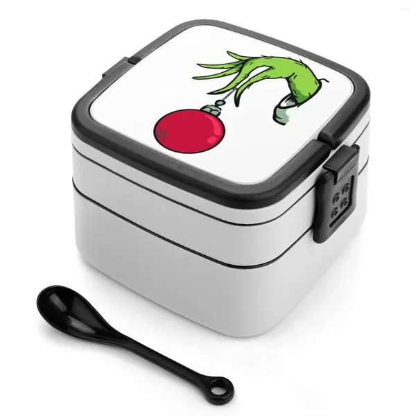 Vaisselle de noël Double couche boîte à Bento salade Portable pique-nique vacances calendrier amusant noël père noël joyeux