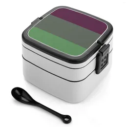 Vaisselle couleur changeante-couleur rayée Design Double couche Bento boîte salade Portable pique-nique rétro vagues