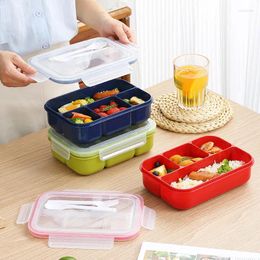 Boîte à lunch en plastique pratique à quatre compartiments pour les étudiants et les employés de bureau - La solution parfaite pour les repas en déplacement