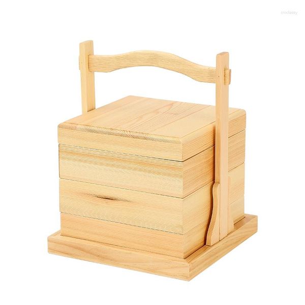 Vajilla hecha a medida China maleta de madera caja de almuerzo bolso Snack creativo hogar Split