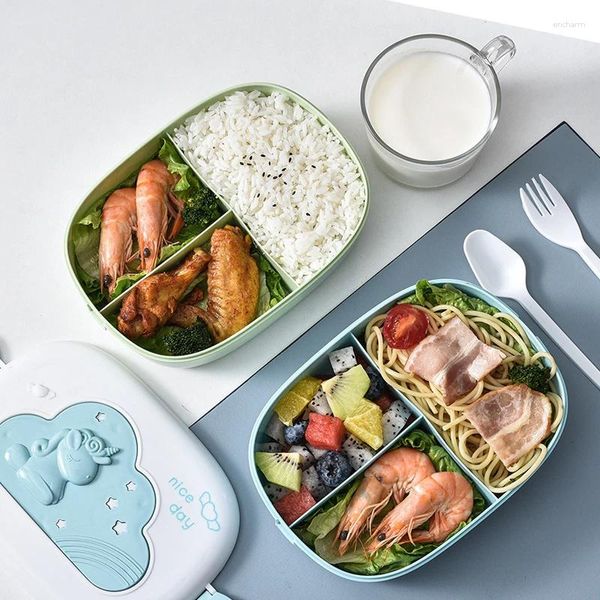 Vajilla bonita fiambrera Bento Kawaii para niños, escuela, niños, estilo japonés, sándwich de pan de jardín de infantes de plástico