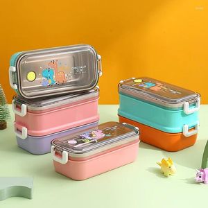 Dîle mignon pour enfants Bento Bento Boîte à lunch rectangulaire Plastic à l'épreuve des fuites Belle école de conteneur à micro-ondes anime micro-ondes