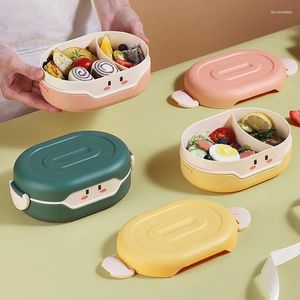 Vaisselle mignonne boîte à déjeuner pour enfants, compartiments à pain Sandwich en plastique école Camping en plein air pique-nique conteneur Portable