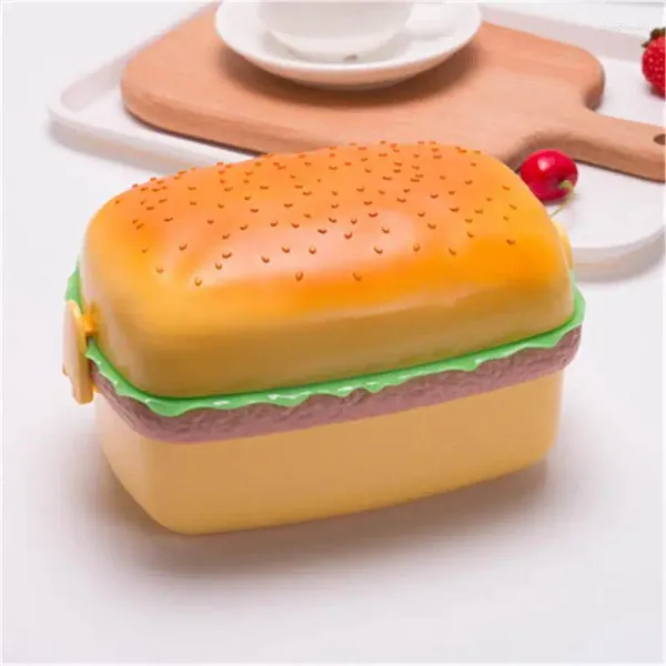 Vaisselle Durable Burger boîte à déjeuner cuisine Bar fournitures étudiant garder les fruits frais Portable micro-ondes Bento créatif belle