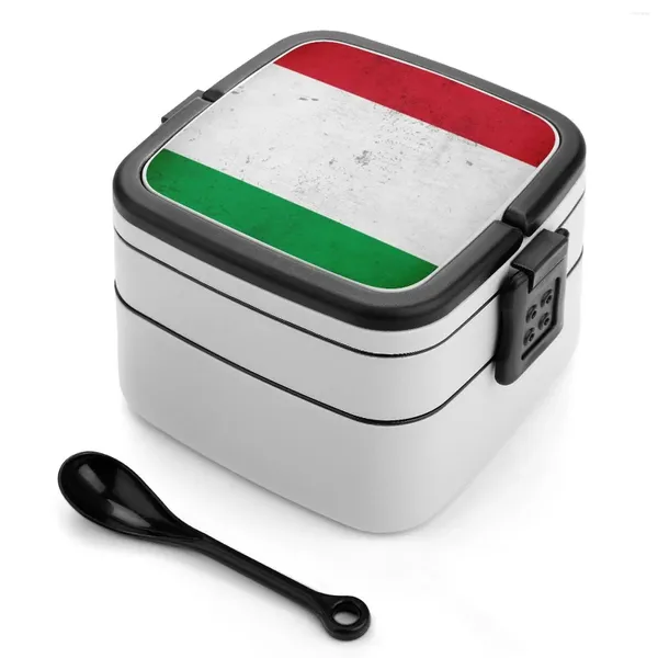 Vajilla Bandera de Italia Bento Box Almuerzo portátil Contenedor de almacenamiento de paja de trigo Bandiera Ditalia Il Tricolore