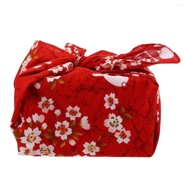 Vaisselle fleurs Furoshiki Bento sac voyage nappe tissu en vrac fil torsadé mouchoir japonais