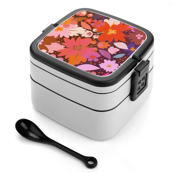 Cineros Flowery Autumn Double Capeta Bento Caja de bento Ensalada Floral Fantasía Flor Sweat Bouquet