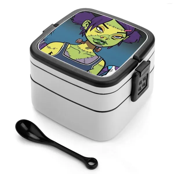 Cineros de vajilla Frankenstein Girls Bento Box Lunch Container térmico 2 Capa MSI MSI Matina Sin sentido Indulgencia Jamie Hewlett