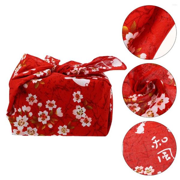 Vaisselle Furoshiki Bento sac mouchoir Durable tissu d'emballage enveloppé fil torsadé petit