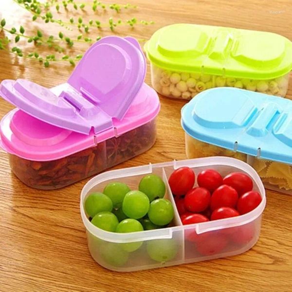 Vaisselle en plastique sain, conteneur Portable à Double grille, boîte à déjeuner Camping pique-nique stockage de fruits pour enfants