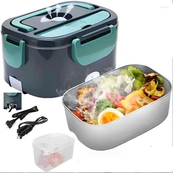 Vaisselle chauffante Bento boîte maison Liner acier 1 voiture inoxydable déjeuner dans plus chaud pique-nique récipient électrique 2 chauffé