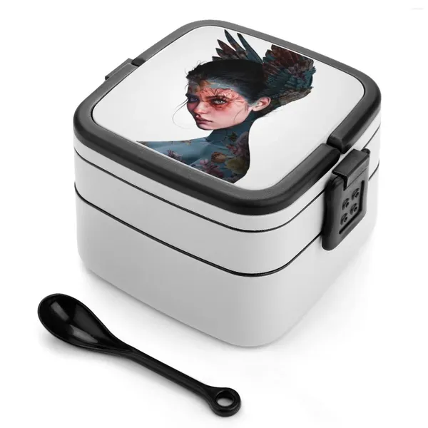 Criatura híbrida de vajilla Doble capa Bento Box Box Almuerzo Diseñador de ensaladas Artista de belleza Estilo de vida Fashion Urban