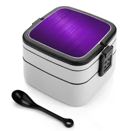 Servies Afbeelding van paars geborsteld aluminium look Bento Box lekvrije vierkante lunch met compartimentpatroon