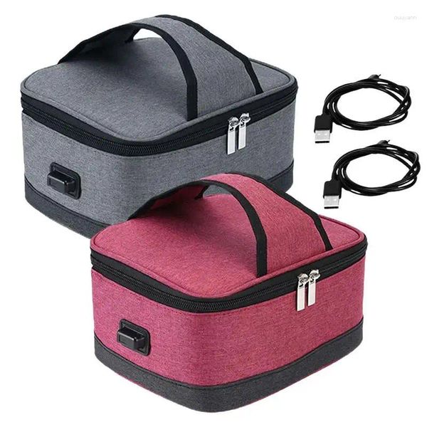 Bolsa de almuerzo con aislamiento para vajilla, bolsa térmica de alta capacidad alimentada por USB, caja de almacenamiento portátil para Picnic escolar al aire libre