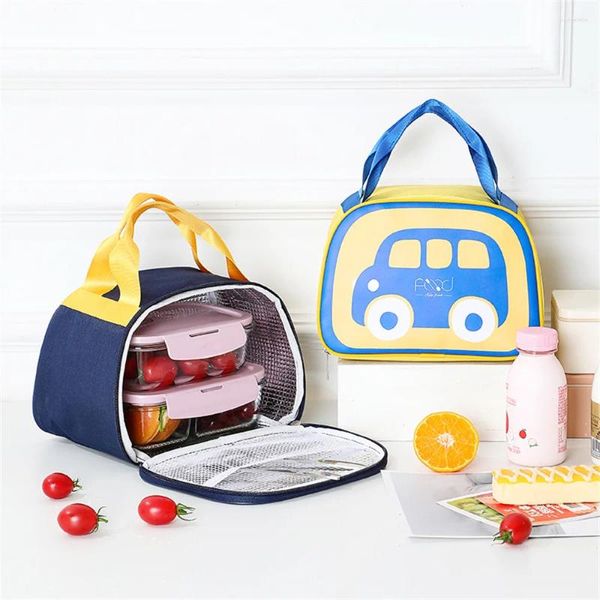 Bolsas de aislamiento para vajilla, refrigerador térmico Bento portátil para escuela de Picnic, bolsa de almuerzo para coche de dibujos animados para niños