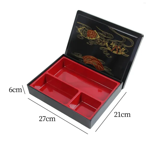 Vajilla Caja Bento japonesa Caramelo Resistente a la temperatura Bandeja para servir refrigerios 3 compartimentos para caminatas Escalada Oficina Picnics Camping
