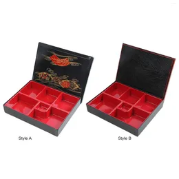 Посуда японская коробка для обеда Бенто красная и черная с традиционным контейнером с крышкой