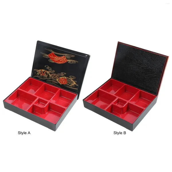 Vaisselle japonaise Bento Box traditionnelle 6 compartiments avec couvercle Sushi