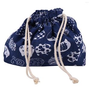 Vaisselle japonaise cordon boîte à déjeuner sac Bento coton et lin fourniture corde fourre-tout de travail