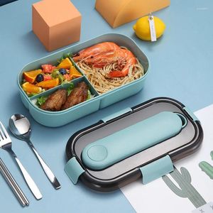 Vaisselle boîte à déjeuner japonaise pour enfants, récipient en plastique pour micro-ondes avec compartiment, vaisselle Bento anti-fuite