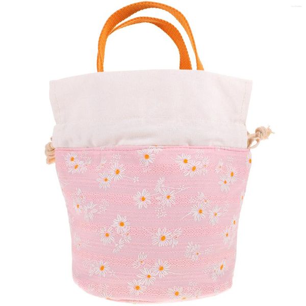 Vaisselle style japonais Daisy sac à main Miss grand fourre-tout coton lin mignon sacs à déjeuner femmes