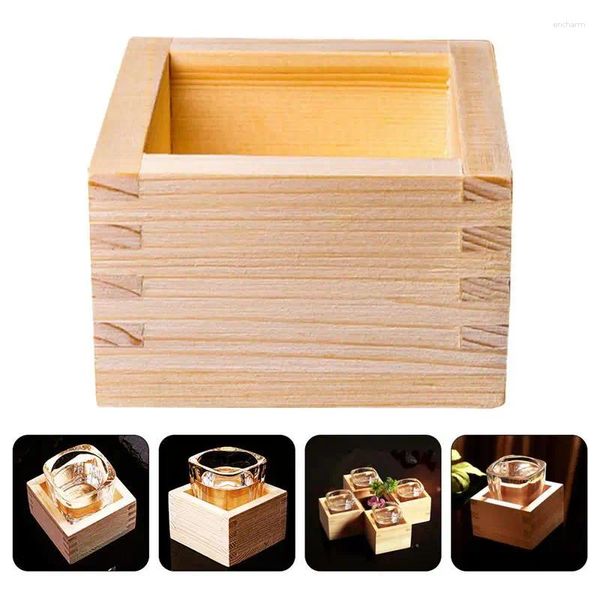 Vaisselle Style japonais saké boîte en bois Terrarium brumisateur support de verre créatif petit récipient à gâteau Tiramisu Sushi Restaurant