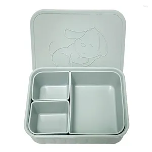 Dîne de boîte à lunch pour enfants conteneurs conteneurs empilables silicone 880 ml 3 compartiments amovibles pour les tout-petits