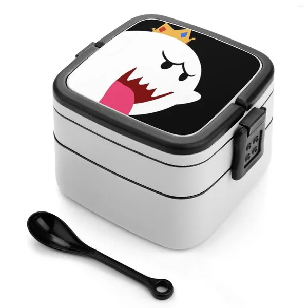 Cineros King Boo Diseño simplista Doble Caja Bento Box Almuerzo portátil para niños Moda de la escuela