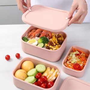 Boîte à déjeuner micro-ondes, vaisselle de cuisine, conteneur de stockage de fruits, Bento Portable en Silicone pour enfants, conteneurs d'extérieur