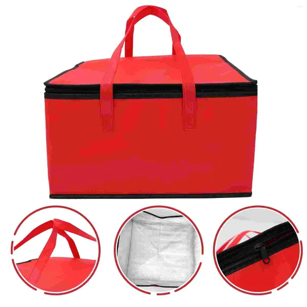 Vaisselle grand sac thermique isolé: livraison de boîte sac à emporter fourre-tout Bento déjeuner rouge récipient de pique-nique Portable boissons