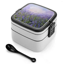 Dîner Lavender Mist Bento Box Portable Lunch Wheat Straw Storage Conteneur Purple Field