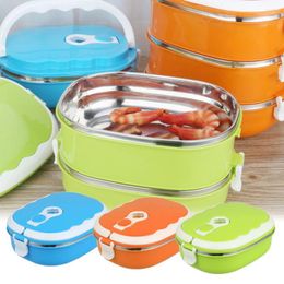 Conteneur à l'épreuve des fuites de vaisselle Boîte bento thermique avec poignée pliante 900 ml portable pour enfants adultes école de bureau pique-nique