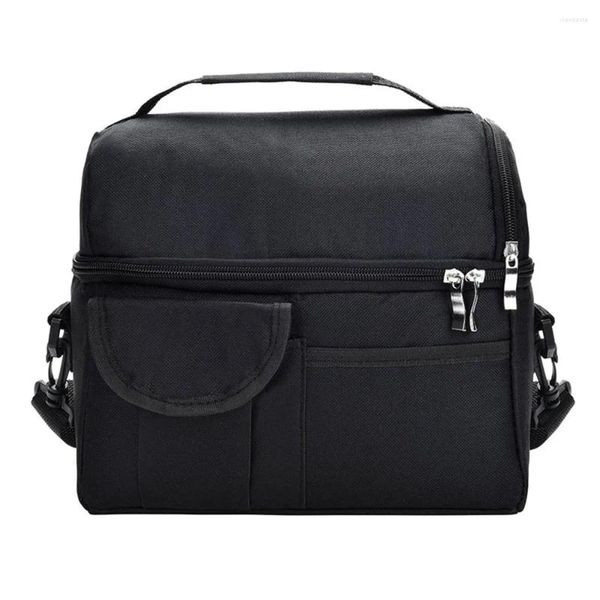 Vaisselle sac à déjeuner noir grand isolé thermique frais stockage fourre-tout boîte adulte enfants Portable isolation maison Bento