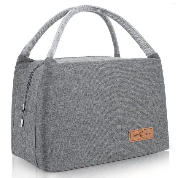 Bolsa de almuerzo para vajilla, bolsa de almacenamiento gris, bolsa de trabajo reutilizable, organizador grande, refrigerador para Picnic al aire libre