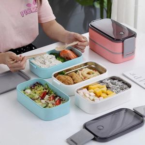 Vaisselle boîte à déjeuner cuisine travail étudiant voyage en plein air micro-ondes chauffage conteneur Bento boîtes de rangement