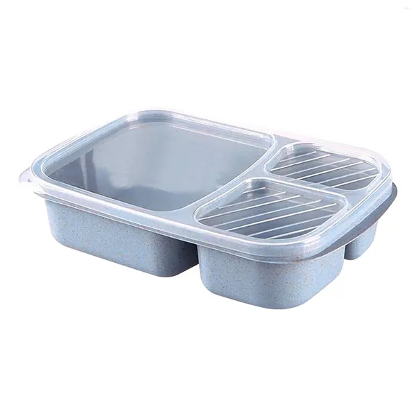 Caja de almuerzo de vajilla reutilizable 3 compartimentos cajas de contenedores de almacenamiento divididos para niños adultos microondas