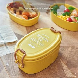 Boîte à déjeuner japonaise Simple, vaisselle, Nutrition saine, Double couche, Style Design et Collocation de légumes, collation aux fruits