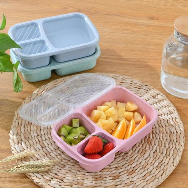 Vaisselle Micro-ondes Boîte À Lunch Blé Paille Conteneur De Stockage Enfants Enfants École Bureau Portable Bento Sac