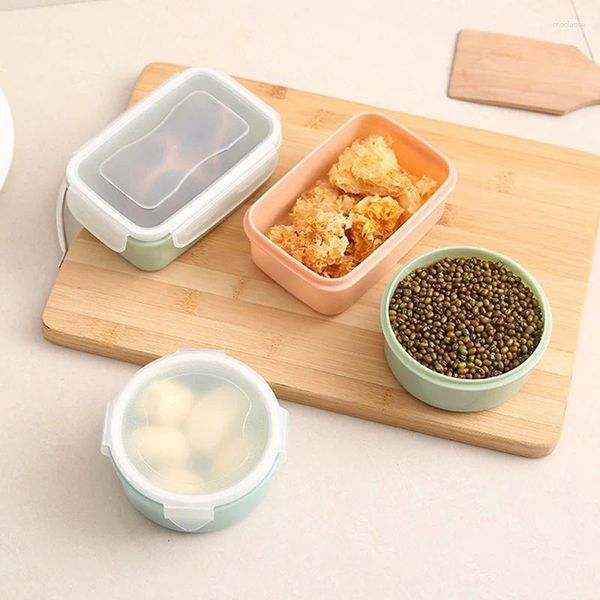 Vaisselle Mini boîte de rangement en Silicone PP, réfrigérateur rond, bac à légumes pour enfants, réservoir de tri de céréales de déjeuner scellé