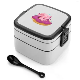 Serviesgoed Molly The Micro Pig-Donut Love Bento Box Lunch thermische container 2-laags gezond Micropig varken schattig klein