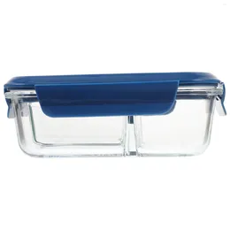 Vaisselle boîte multifonction Bento en verre Transparent repas Portable avec couverts et couvercle